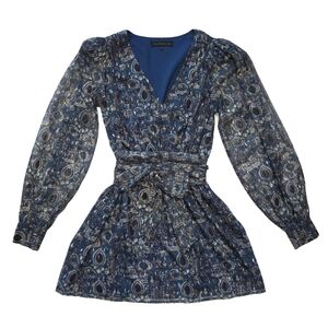 House of Harlow 1960 "Alba" Blue Mosaic Surplice Mini Dress | Size XS |